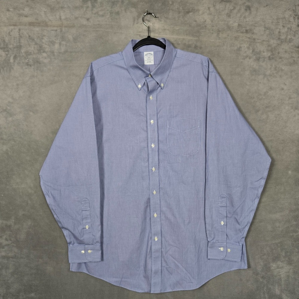 Brooks Brothers shirt REGENT Mens 17.5 blue long sleeve micro houndstooth‎